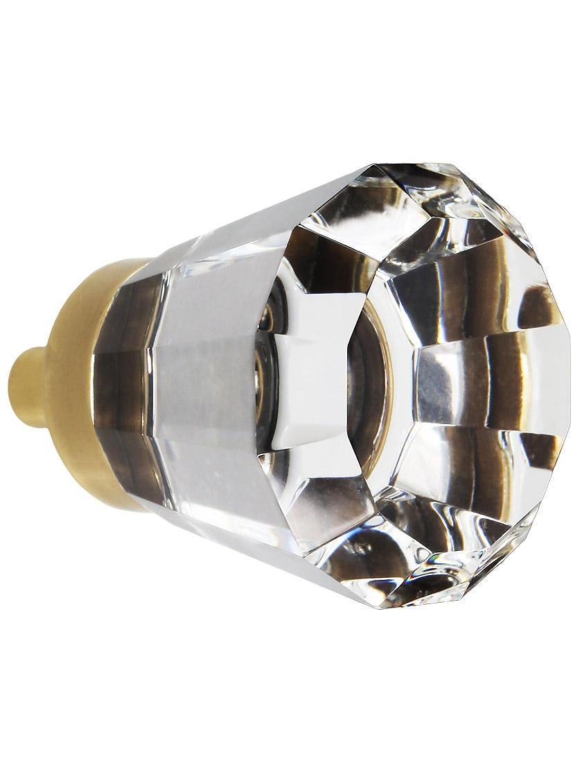 Small Brookmont Crystal Cabinet Knob With Solid Brass Base in Antique Brass.